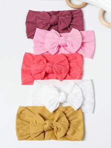 5pcs Nylon Bow Baby Headbands, Soft & Comfortable - Multicolor - View 2