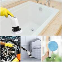 CDRDQ Electric Spin Scrubber, Shower Cleaner Brush Waterproof 2H Fast Charge, Bathroom Cleaning Brush 2 Adjustable Speeds, With 11 Replaceable Brush Heads, For Bathroom Floor Kitchen Window - White - View 5
