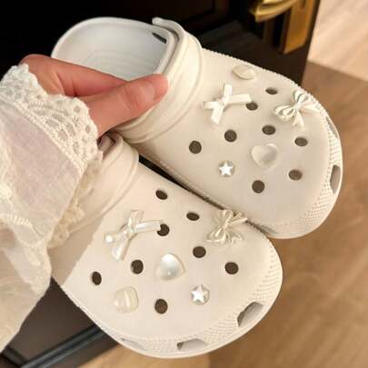 10 peças de berloques fofos e femininos, elegantes, vintage, com laço de pérola, joias para sapatos, berloques de flores faça você mesmo, terno para mulheres, presente de ano novo