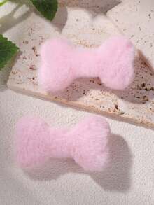 2 件毛绒骨头形创意发夹，冬季