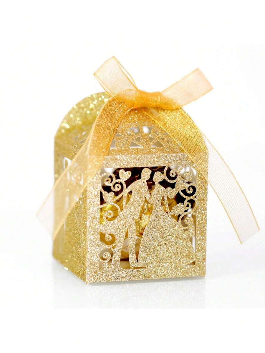 50pcs/Pack Wedding Bride & Groom Gift Boxes, Elegant Pearl Paper Gift Boxes For Wedding Guests, Valentine's Day, Party, Holiday Decorations