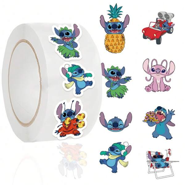 Disney Disney 500PCS Lilo And Stitch Stickers Roll 10 Styles Funny Movie Cartoon Stickers Stitch Party Favors Water Bottles Vinyl Sticker