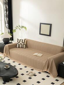 1 现代奢华防滑沙发巾沙发罩防猫抓保护沙发奢华高档沙发套毯子座垫全包四季通用适用于沙发桌布野餐垫多用途卧室客厅办公室户外棉麻人字纹 - 咖啡棕 - 查看 9