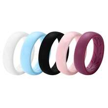 5pcs Womens Multi-Color Silicone Ring Set Stackable Wedding Band Gym Sport Band Size 6-11 - Nhiều màu - Xem 1