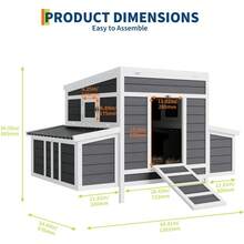 mteryoing Home Wooden Chicken Co Op, 54.41" X 34.49" X 34.05" Chicken Co Op For 4-6 Chickens, With 2 Sides Large Nesting Boxes, Outdoor Poultry Cage Rabbit Cage With Ramps & Tray - 54.41" X 34.49" X 34.05" - View 4