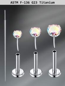 CIZME 4pcs Titanium Alloy Cubic Zirconia 20G Lip Studs, Daily Decoration; 6/7/8mm Flat Lip Rings, G23 Low Allergy Medusa Lip Studs; 2.5/3/4mm Cubic Zirconia Push-In Ear Cartilage Earrings, Lip Piercing Jewelry - Lip Studs - View 10