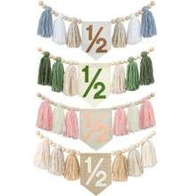 1 Peça Guirlanda de Borlas Florais Estilo Boêmio Feita à Mão, Adequada para Decoração de Festa de Aniversário de Bebê de 6 Meses, Decoração de Casa, Decoração de Cadeira Alta