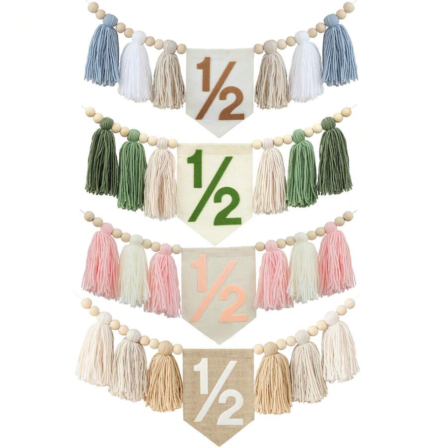 1 Peça Guirlanda de Borlas Florais Estilo Boêmio Feita à Mão, Adequada para Decoração de Festa de Aniversário de Bebê de 6 Meses, Decoração de Casa, Decoração de Cadeira Alta