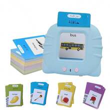 阿拉伯英语字母表儿童说话抽认卡，学习阿拉伯字母，224 个基本常用词，幼儿阿拉伯语学习玩具学校、学生、文具、学校用品学校用品 - 藍色 - 查看 8