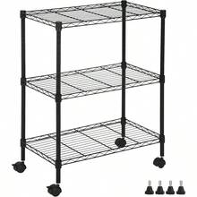 Wire Shelving 32" H X 23W X 13D Storage Shelf With Wheels Adjable 3 Tier Metal Shelves Unit For Small Places Kitchen Storage Rack Shelf Organizer 450Lbs Capacity Black - Black - View 1