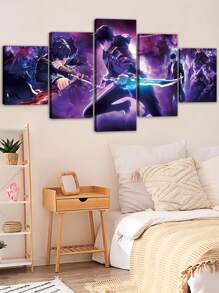 1/5pcs Anime Wall Art With Frame- Anime Solo Leveling Posters Canvas Posters Decorative Room Aesthetic Bedroom Decor Wall Art Office Home Decor Festival Best Gift For Family Friends