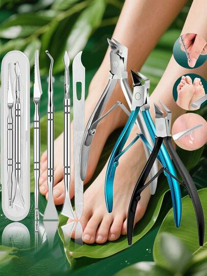 5pcs Callus Care Tool Set - Professional Stainless Steel Callus Remover, Nail Clipper, Cuticle Pusher And Pedicure Tool, Nail File, Professional Manicure And Pedicure Kit For Home And Salon Use