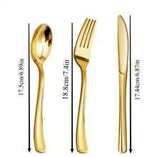 5/10/25/50 piezas Juego de cubiertos chapados en oro, tenedor y cuchara para pastel/ensalada, tenedor para postre/sushi, tenedor para pasta, cuchillo para bistec, utensilios para ensalada, juego de cubiertos reutilizables, adecuado para fiestas, cumpleaños, eventos al aire libre, bodas, reuniones familiares, jubilación, inauguración de casa, Navidad