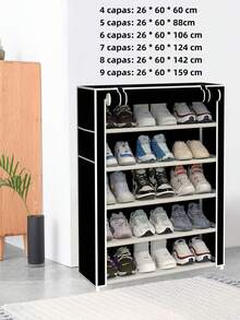 4/5/6/7/8/9-Tier Multifunctional Shoe Rack: Adjustable Space Shoe Organizer For Boots With Assembly Design - 4/5/6-Tier Assembly Shoe Rack With Adjustable Space For Boots: High-Capacity Multifunctional Organizer. - Black - View 12