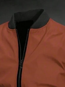 Áo khoác bóng chày cổ đứng thể thao ngoài trời, áo gió có khóa kéo, Ngày của Cha - Màu nâu Mocha - Xem 3