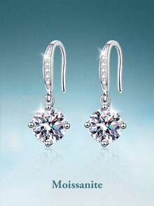 rainonme 1CT*2 Fashion Moissanite Earrings For Women Blingbling Elegant Party S925 Earrings All Seasons Fashionable Classic Wedding Jewelry, High-Quality Women's Jewelry, Ideal Choice For Daily Wear And Vacation, Engagement Wedding Anniversary Birthday Christmas Gifts Special Occasions Day Gift, Sparkling Gorgeous Jewelry, Graduation Seasons Gifts, 2025 Summer Beach Vacation Style Jewelry - 1ct*2 - View 1