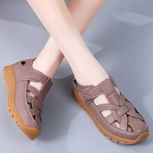 Woven Hollow Hook And Loop Casual Sandals