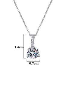 1pc Luxury 925 Sterling Silver 1 Carat 6.5mm Moissanite Necklace, Suitable For Women's Daily Wear, Party, Vacation, Valentine's Day, Mother's Day, Wedding Anniversary, Birthday, New Year Gift