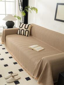 1 现代奢华防滑沙发巾沙发罩防猫抓保护沙发奢华高档沙发套毯子座垫全包四季通用适用于沙发桌布野餐垫多用途卧室客厅办公室户外棉麻人字纹 - 咖啡棕 - 查看 6