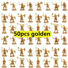 50 件迷你中世纪士兵微型精细小雕像士兵适用于西洋镜桌面角色扮演战争游戏历史收藏品 DIY 展示品 - 彩色 - 查看 8