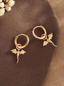 1 Pair Minimalist Mini Magic Dragon Copper Stud Earrings, Fashionable Design Suitable For Women's Daily Wear - Multicolor - View 7