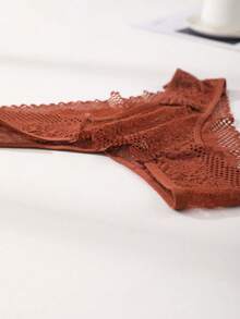 4件装性感蕾丝拼接比基尼女式内裤低腰无缝三角裤镂空舒适内衣内裤 - 彩色 - 查看 7