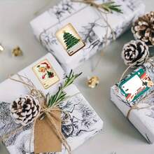 90pcs Self-Adhesive Paper Christmas Holiday Labels/Stickers For Gift Wrapping Home Decor Christmas Decorations Room Decor Winter