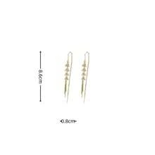 1 对闪亮锆石优雅吊坠耳环，搭配闪亮流苏设计，适合日常佩戴、派对、休闲和约会装扮配饰 - 金色 - 查看 4