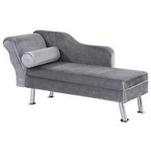 HOMCOM Chaise Longue Imbottita in Stile Vintage Poltrona Letto con CusciIncluso in Metallo e Velluto Grigio 160x56x75 cm