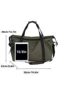 大容量男士运动健身旅行包，品牌标识，轻便，方便携带，可作为单肩包或斜挎包，返校包，旅行必需品，海滩旅行整理包，夏季旅行箱，旅行箱，过夜包，健身包，行李袋，周末包，行李袋，手提包，大学包，行李袋，周末包，医院包，节日冬季包，学校用品，学校用品 - 墨綠色 - 查看 6