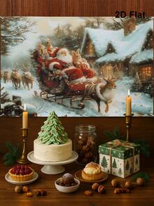 1 pièce Tissu de fond de décoration de Noël, bannière avec motif de traîneau du Père Noël en 2D, décoration de fond de fête de Noël, accessoires de photographie de Noël, décorations de porte de garage de Noël, décorations de patio, décorations murales de salon de Noël, tissus suspendus, décorations de pièce, décoration d'intérieur, décoration du Nouvel An 2026, décorations de Noël suspendues, cadeaux de Noël, cadeaux de Noël - le père Noël - Voir 7