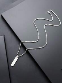 1 件男士时尚枪银字母项链，304 不锈钢高抛光耐用字母吊坠