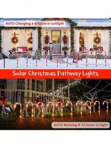 1 Solar Christmas Candy Stick Light. This Is An Outdoor Waterproof Solar-Powered LED Christmas Candy Stick Decorative Light With 8 Lighting Modes. It Is Suitable For Christmas Tree Decoration, Christmas Scene Gardens, Corridors, Patios, Backyards, Lawns, Courtyards, Fences, Sidewalks, Steps, And Decorations In Outdoor Environments. - Candy Cane - View 6