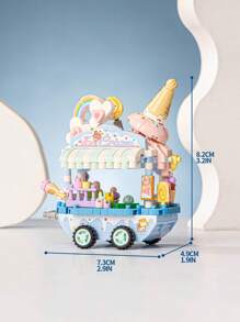 LOZ 冰淇淋车积木，小颗粒DIY组装玩具，食品车模型装饰，果汁摊积木套装，创意节日生日礼物，圣诞礼物，万圣节礼物