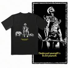 Coolmind YG Body Building Gym Cotton Exclusive Graphic Men T Shirt For Men Cotton Big Size Cool  Novelty Tee Shirt - 黑色 - 查看 1