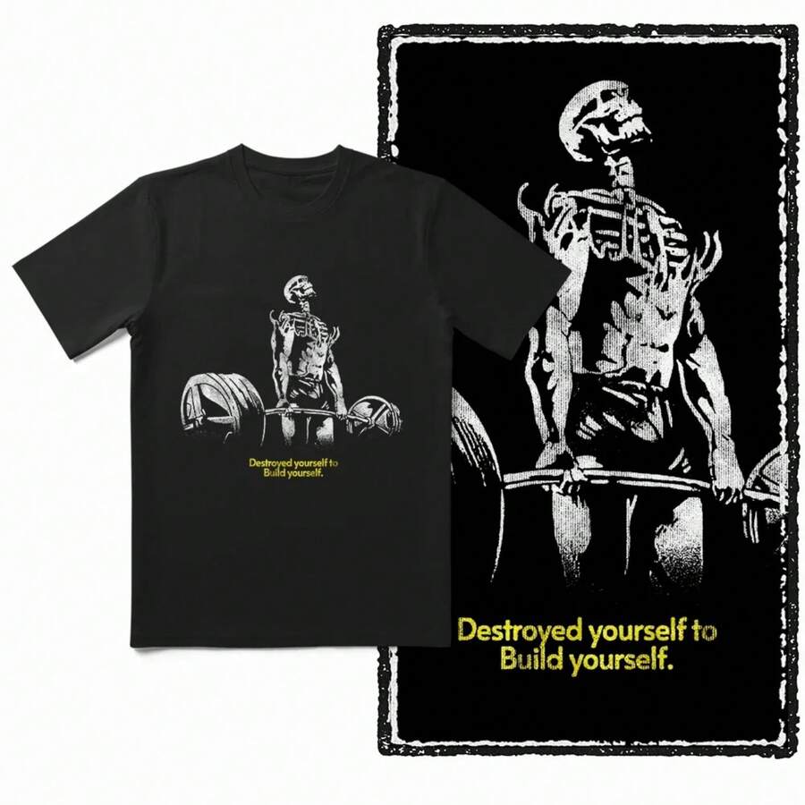 Coolmind YG Body Building Gym Cotton Exclusive Graphic Men T Shirt For Men Cotton Big Size Cool  Novelty Tee Shirt - 黑色 - 查看 1