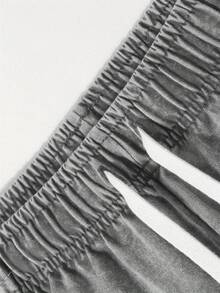 290g Washed Shorts, Featuring A Double-Sided Printed Design From The Hokage Anime Tail Beast Uchiha. These Men's Retro Washed Casual Street Sports Shorts Are Comfortable, Breathable, And Suitable For Daily Wear. They Come With An Adjustable Drawstring Waist, Elastic Waistband, And Pockets - 深灰色 - 查看 4