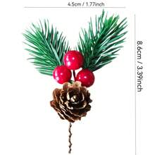 10 件迷你松果圣诞 DIY 配件礼盒装饰，逼真人造花圣诞家居桌面装饰