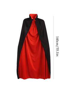 1 件黑红色双面巫师死亡斗篷万圣节表演服装黑色斗篷