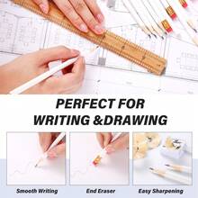 120 Pcs #2 HB Pencils With Eraser No 2 Unsharpened Wooden Hexagonal Pencils For Adults Gifts For School Exam Art Learning Office Sketching (Black) - 白色 - 查看 5