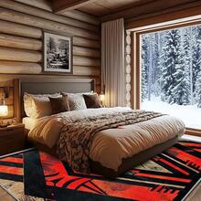 3x5 Rugs, 2x3 Rug, Southwestern Rustic Area Rug, Colorful Geometric Door, Washable & Non - Slip Small Carpet, Home Decor - Đen Nâu Đỏ - Xem 3