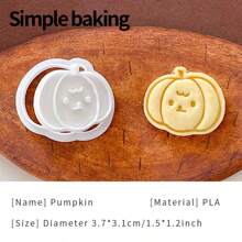 قطاعة بسكويت ميني ذات موضوع هالوين جميل، قوالب بسكويت للأطفال والوالدين، ديكورات حفلة العطلة، أختام بسكويت بنقوش اليقطين والتفاح والخفافيش، وقالب تشكيل البسكويت