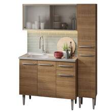 Cocina Integral Completa Modular Madesa Emilly 137cm Con Tarja Color Marrón 07 - Marrón - Ver 2
