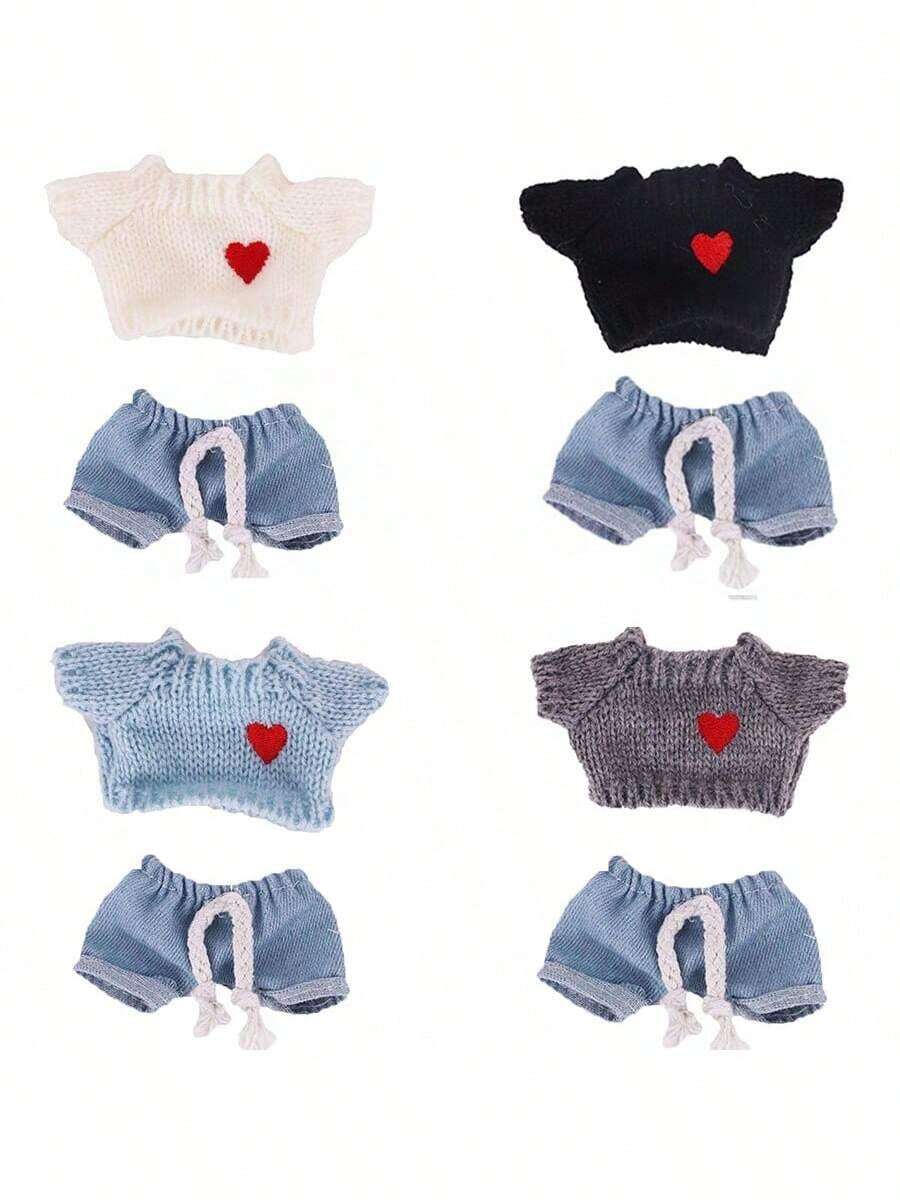 [仅衣服] 17cm 第二代 Sit-Sit Party 适合 心形毛衣+牛仔裤服装挂件