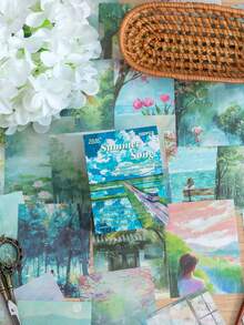 200pcs/Pack Landscape Series Material Paper DIY Scrapbooking Collage Decorative, Junk Journal Craft Background Stationery Decorative Material Paper,For School Supplies,Back To School - Multicolor - View 9