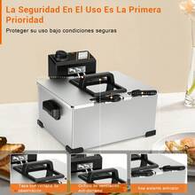 Mera House freidora de aceite,freidora eléctrica de aceite 5L 1400W con Control de Temperatura | Cesta Antiadherente y Protección Antiderrames | Ideal para Papas Fritas, Carnitas y Familias Mexicanas,freidora de aire ,freidora - Plateado - Ver 9