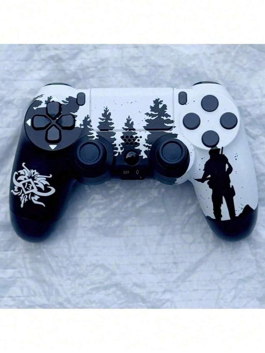 PlayStation Dualshock 4 Camouflage Wireless Controller With Chargeable Cable - Black and White - View 1