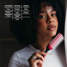 Denman Curly Hair Brush D3 7 Row Styling Brush For Tangling Separating Shaping And Defining Curls For Women And Men - 黑色 - 查看 6