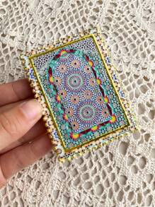 1pc Vintage Moroccan Window Floral Pattern Stamp Shaped 3D Floral Embossed Gold Foil Refrigerator Magnet, Suitable For Home Decor, Daily Use And Holiday Gifts