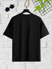 niño|Camisetas para niños de 4 a 15 años|Enviadas desde México|Telas transpirables de alta calidad|Camiseta deportiva casual de manga corta y cuello redondo para niños|Camiseta de manga corta con cuello redondo de verano para niños con estampadoCamisa infantil negra con un gracioso personaje y texto atractivo para los niños, perfecta para cualquier ocasión - Negro - Ver 2